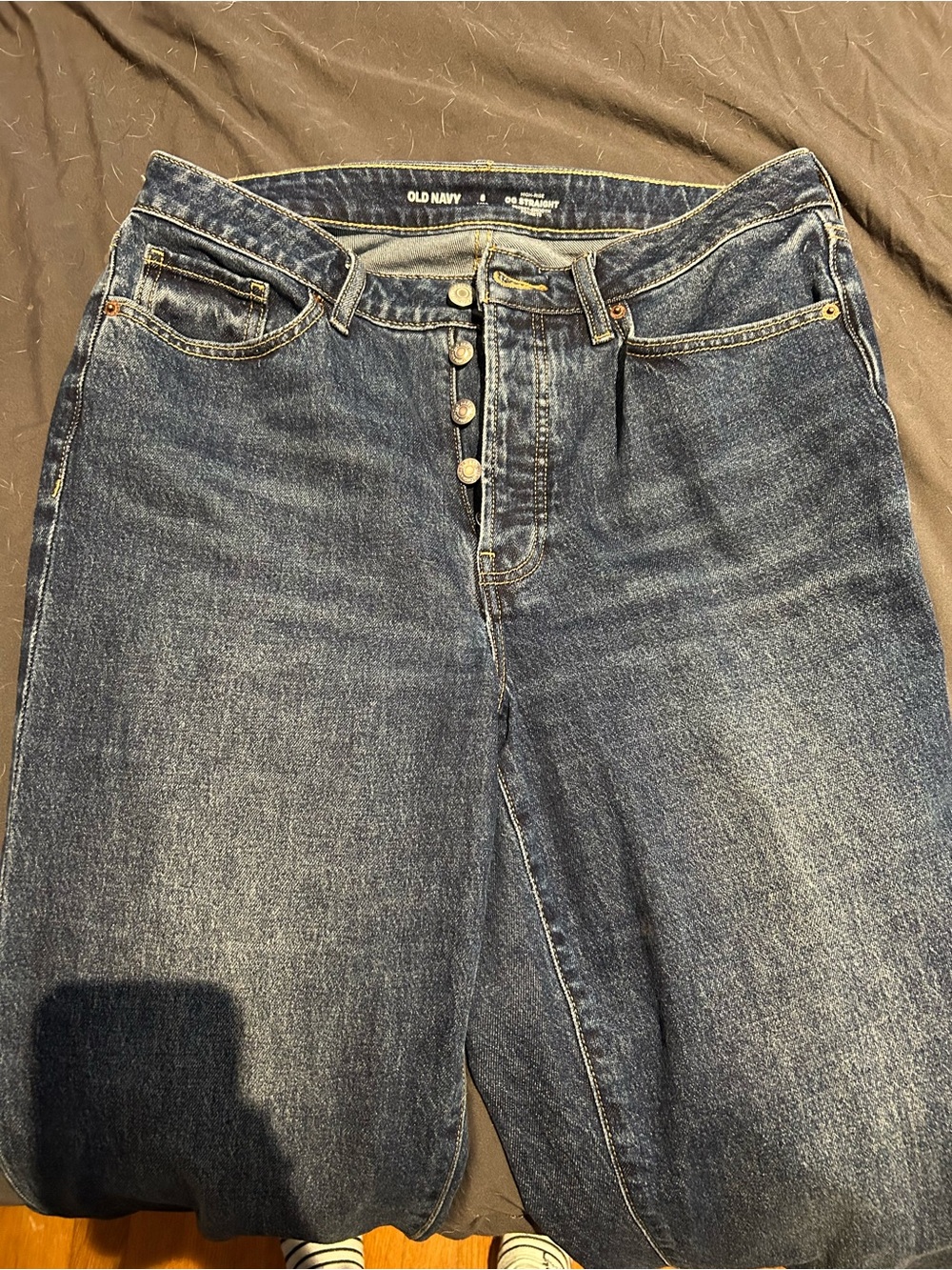 Old Navy Women's Dark Blue Button-Fly Jeans
